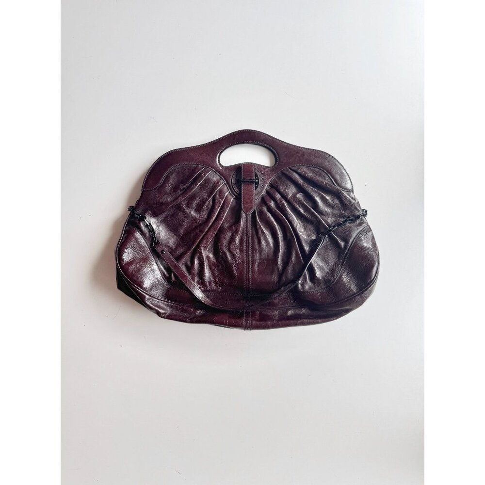 ALEXANDER MCQUEEN Oxblood Maroon Patent Leather Shoulder Bag Purse - Picture 1 of 16